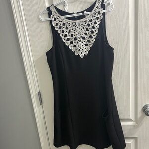 Kensie Black Dress with White Lace Detail